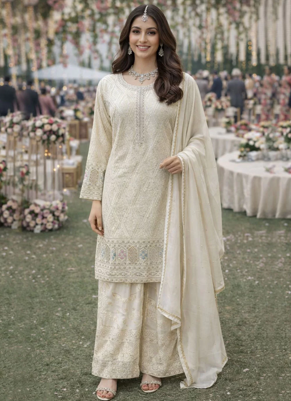Embroidered Work Georgette Palazzo Salwar Suit